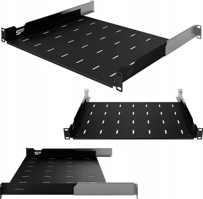 Zdjęcie produktu dla Półka Rack 19" 1U 350-510 mm Półka Do Szafy Rack Regulowana Czarna Stalflex