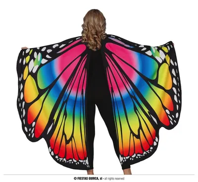Immagine prodotto di Ali di farfalla arcobaleno Costume di Carnevale Ali di fantasia colorate Accessorio animale mistico Carnevale Festa Splendore di colore, Colore: Multicolore