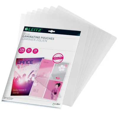 Image de 25 LEITZ Films de plastification brillants pour A4 125 microns
