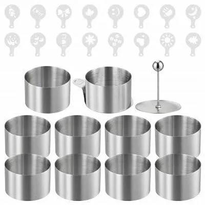 10 Dessertringe 8 cm Edelstahl mit Deckel & Basis
