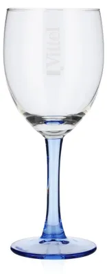 Produktbild von 6x Vittel Wasser Glas Pokalgläser Wassergläser blauer Stiel