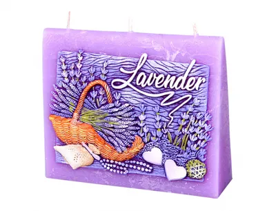 Image de Bougie LEVANDULE Enveloppe décorée sculptée parfumée 13x11x4cm