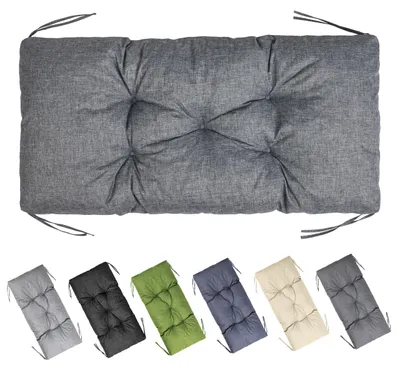 Produktbild von Garronda Bankauflage 100x50 cm ca. 10 cm dick Sitzkissen Outdoor für Gartenbank und Hollywoodschaukel Polster Auflage für Sitzbank wasserabweisend UV-beständig mit Bändern GD-0219 Grau