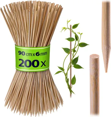 Immagine prodotto di KADAX Bastoncini di bambù 90 cm x 6 mm, set da 200 pezzi, bastoncini di bambù per piante, bastoncini di legno come supporto per piantine, bastoncini per fiori, supporto per piante rampicanti, bastoncini rampicanti (naturali)