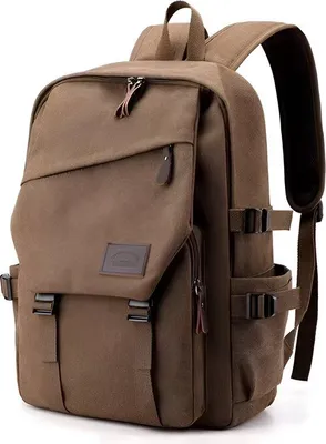 Image de CarryQuest® - Sac à dos de voyage en toile, 48x30x13 cm, couleur marron
