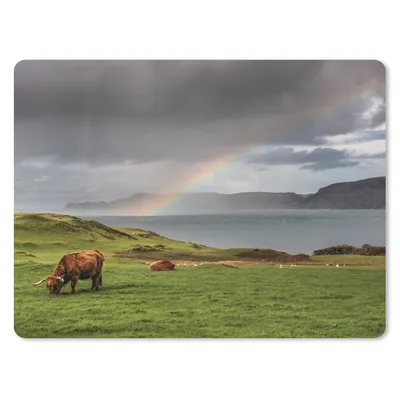 Produktbild von MuchoWow® Mauspad Mousepad Schottische Highlander - Gras - Wolken 23x19 cm - Mousepads - Maus Mat - Pad - Mausunterlage - Schreibtischunterlage - Mauspad
