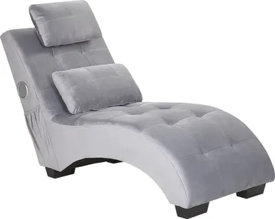Produktbild von BELIANI Chaiselongue Grau Samtstoff Bluetooth Lautsprecher Modernes Design Glamouröser Stil Wohnzimmer Salon