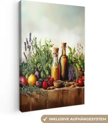 Produktbild von Leinwand Bilder 80x120 cm - Natur - Küche - Kräuter, Wandbilder, Wanddeko Wohnzimmer, Bild