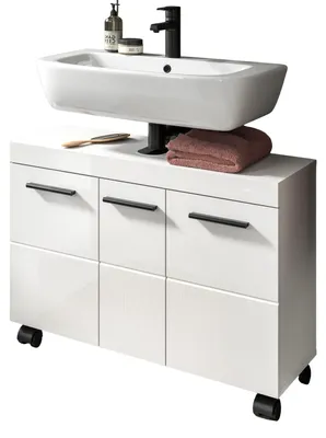Produktbild von Waschbeckenunterschrank "Talerno" in weiß Hochglanz Badezimmer Unterschrank 80 x 58 cm