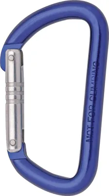 Blauer Materialkarabiner von Edelrid; geeignet für Kletterzubehör.