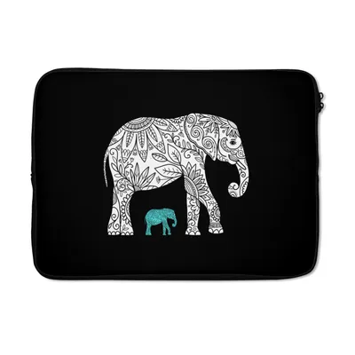Produktbild von MuchoWow® Laptop Hülle 13 Zoll Elefant - Blumen - Pflanzen Laptoptasche - Laptophülle - Sleeve - Rundumschutz