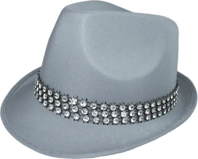 Produktbild von Disco Party Hut Trilby Kristall Grau