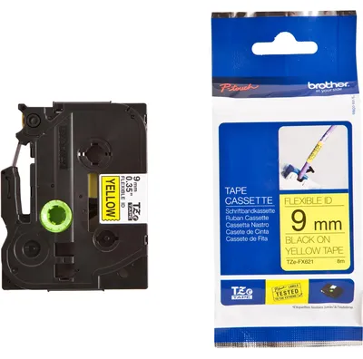 Produktbild von Brother TZE-FX621 Etiketten erstellendes Band Schwarz auf gelb