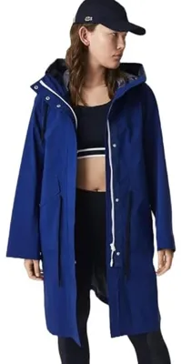 Produktbild von Lacoste Damenparka Lond Hooded Water-Resistant Parka, knielang, mit Regenkapuze, blau XS
