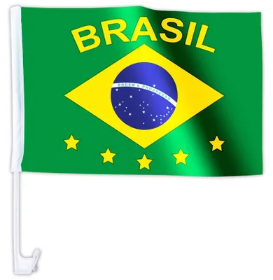 Produktbild von Auto Flagge Länder – Autofahne mit Länderflagge – Fanartikel EM WM Public Viewing – Flagge für Auto Fensterhalter – verschiedene Länder wählbar: Brasilien mit Stern Land wählen: Brasilien mit Stern