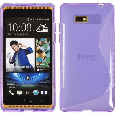 Produktbild von PhoneNatic Case kompatibel mit HTC Desire 600 - lila Silikon Hülle S-Style + 2 Schutzfolien
