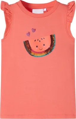 Produktbild von Kinder-T-Shirt mit Rüschenärmeln Korallenrosa 116
