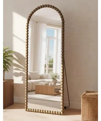 Immagine prodotto di Specchio a figura intera, 193x86 cm, specchio da terra, forma ad arco, vetro HD, finitura bronzo