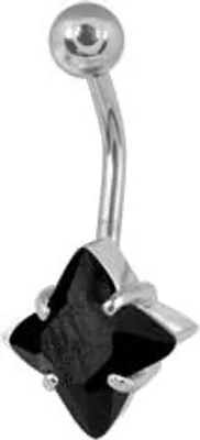 Produktbild von Bauchnabel Stahl Piercing Prong Set Zirkonia Stein Nordstern BBZ-NS09.Schwarz