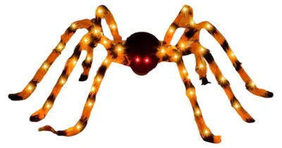 Produktbild von Halloween-Riesenspinne mit Leuchteffekt, gruselig-realistisch, haarige LED-Spinne mit biegsamen Beinen für drinnen und draußen, Garten, Haus und Halloween-Dekoration