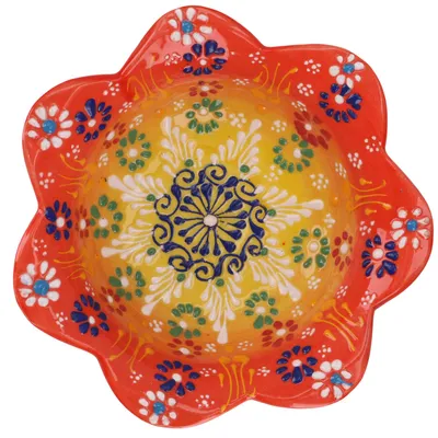 Produktbild von Orientalische Schüssel, Schale, Dekoschale, Handbemalt - Ø 16 cm Orange, Keramik, Schalen, Schüsseln