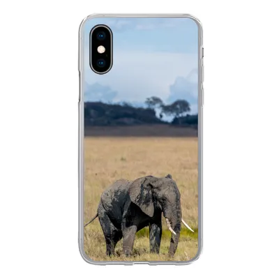 Produktbild von MuchoWow® Handyhülle Schutzhülle Hülle für iPhone X Elefant - Gras - Tiere - Natur Silikon Softcase Handy Hülle - Handyhülle