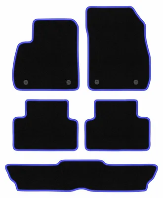Image de Tapis de sol en moquette pour Opel Zafira C 2012-2019 (7 places) – jeu 4 pièces, noir/bleu, sur mesure – Wielganizator CARLUX