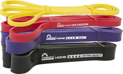 Produktbild von MAJESTIC SPORT Home Band, Fitnessbänder Set, 100% Latex, 4 Stärken, Resistance Bands Set, Widerstandsbänder Krafttraining, Terabänderset, Klimmzugband