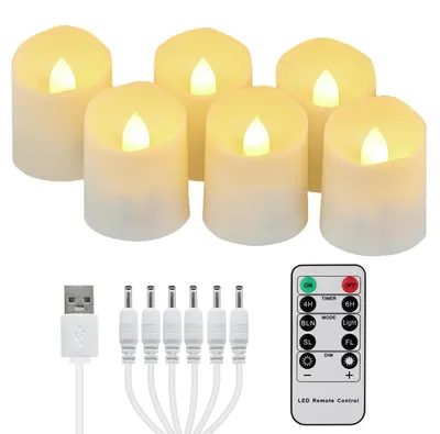 Image de 6 bougies LED rechargeables avec télécommande et minuterie