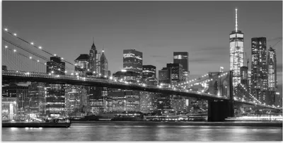 Produktbild von MuchoWow® Poster New York - Brooklyn-Brücke - Schwarz - Weiß 40x20 cm - Poster für die Wand - Poster Schlafzimmer