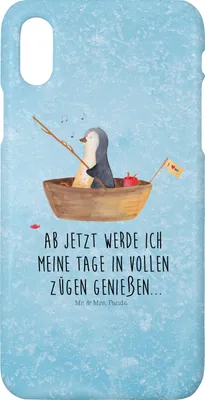 Produktbild von Mr. & Mrs. Panda Iphone 10 Handyhülle Pinguin Angelboot - Eisblau - Geschenk, Leben, Angeln, Optimistisch, X, Cover, Handy, Neuanfang, Case