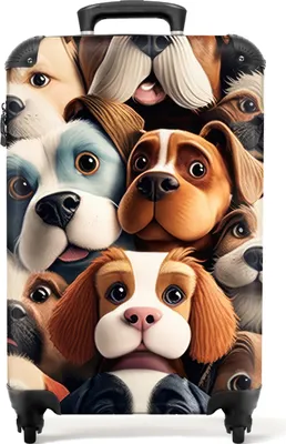 Obrázek produktu pro NoBoringSuitcases.com® Kufr Příruční zavazadlo Trolley Rolling suitcase Malý cestovní kufr na 4 kolečkách - Dog - Pattern - Animals - Brown - Girl - Boy - Cabin Size < 55x40x23 cm & 55x40x20 cm - Foto kufr - Cabin suitcase - Board luggagePříruční zavazadlo Kufr 55x35x20 cm, 36L,