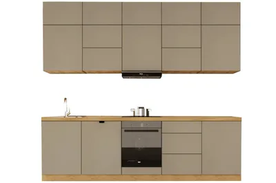 Produktbild von Küchenzeile 300 cm Küchenblock Ohne Arbeitsplatte Küchenzeile mit Einbauküche, Langen KL13-M300, Beige/Matt