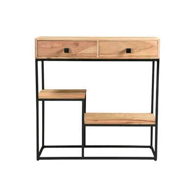 Produktbild von Miliboo - Konsole 2 Schubladen aus Akazienholz und Metall L80 cm GRENELLE