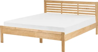 Zdjęcie produktu dla BELIANI Łóżko ze stelażem jasnobrązowy z wezgłowiem 160 x 200 cm rustykalny design