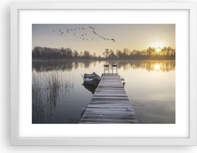 Produktbild von Gerahmtes Poster - Weißer Rahmen - Brücke Westen die Sonne - 40x30 cm - Wand Bild - Wanddeko - Wandbilder - Kunstposter - Wandposter - Bilderrahmen - Bilder - Kunstdruck - Wandbild - P2WAA40x30-4197