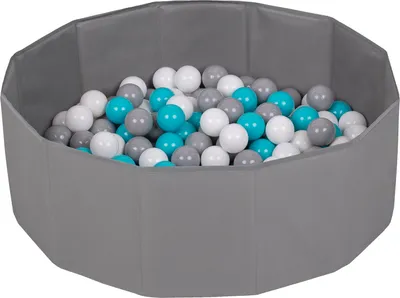 Produktbild von Selonis Faltbare Bällebad mit 100 Bälle für Kinder Spielbad grau:grau/weiß/türkis