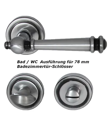 Produktbild von Massiv Messing Türbeschlag Kos R WC Stahlgrau Türdrücker Türklinke