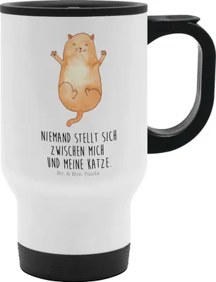 Produktbild von Mr. & Mrs. Panda thermosbecher Katze Umarmen - Weiß - Geschenk, Cat, Cats, Thermobecher To Go, To-Go-Becher, trinkbecher mit deckel, Liebe, Katzen, Camping Becher