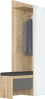 Obrázek produktu pro nabbi Věšákový panel s lavicí a zrcadlem Thebes HW - dub artisan / šedá