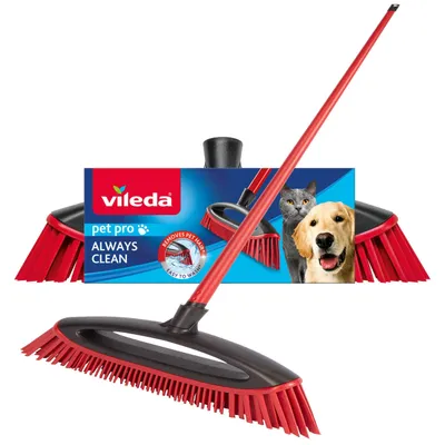 Produktbild von Vileda Pet Pro Besen Komplettset für Haustierbesitzer, Set mit Always Clean Besen, Elektrostatische Bürste und Microfasertuch XL