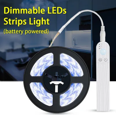 Image de Bande Lumineuse Dimmable PIR Détecteur de Mouvement 1m 60LEDs Corde Lumineuse pour TV Ordinateur Fond d'écran Maison Cuisine Eclairage Décoratif