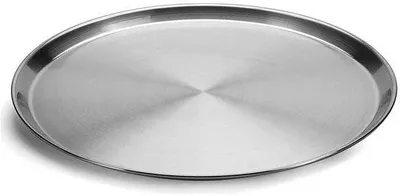 Produktbild von Ibenzoa® Edelstahl-Serviertablett 36 cm, silber – rundes robustes Tablett zum Servieren & Präsentieren, kratz- und fleckenresistent, spülmaschinenfest