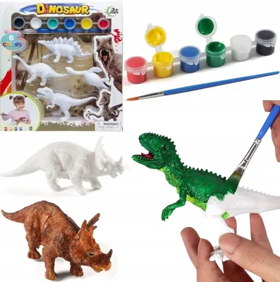 Produktbild von Kinderini Kreativ-Malset mit Dinosaurier-Figuren zum Bemalen