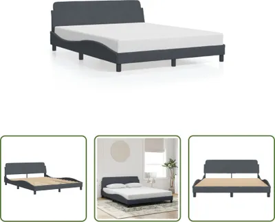 Produktbild von The Living Store Bettgestell mit Kopfteil Dunkelgrau 160x200 cm Samt