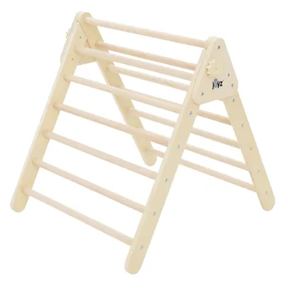 Zdjęcie produktu dla Trójkąt wspinaczkowy Joyz dla dzieci od 2 lat, natura, wewnętrzna rama wspinaczkowa wykonana z litego drewna, trójkąt Pikler, zabawka Montessori