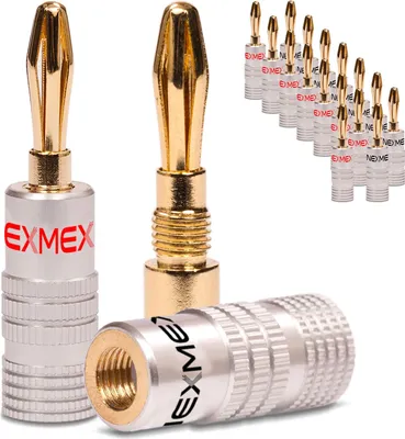 Produktbild von Bananenstecker 4mm NEXMEX 18x schraubbar vergoldet Lautsprecherkabel Stecker 24K