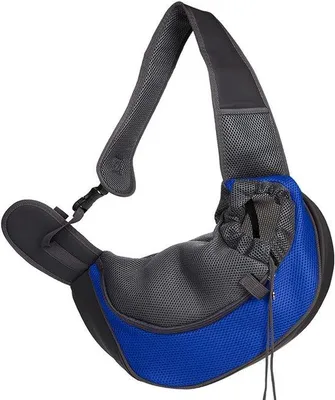 Image de Petit sac de transport pour chien - Sac de transport pour chiens - respirant - sac à bandoulière portable et sûr pour animaux de compagnie, avec une bandoulière réglable et antidérapante - pour petits chiens, chats et chiots - bleu