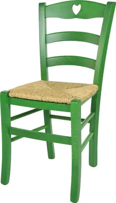 Immagine prodotto di t m c s Tommychairs - Sedia CUORE per cucina e sala da pranzo, struttura robusta in legno di faggio, laccata in colore verde anilina e sedile in paglia
