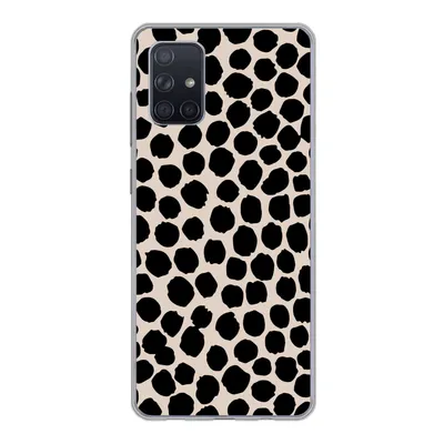 Produktbild von MuchoWow® Handyhülle Schutzhülle Hülle für Samsung Galaxy A51 5G Polka dots - Schwarz - Beige Silikon Softcase Handy Hülle - Abbildung